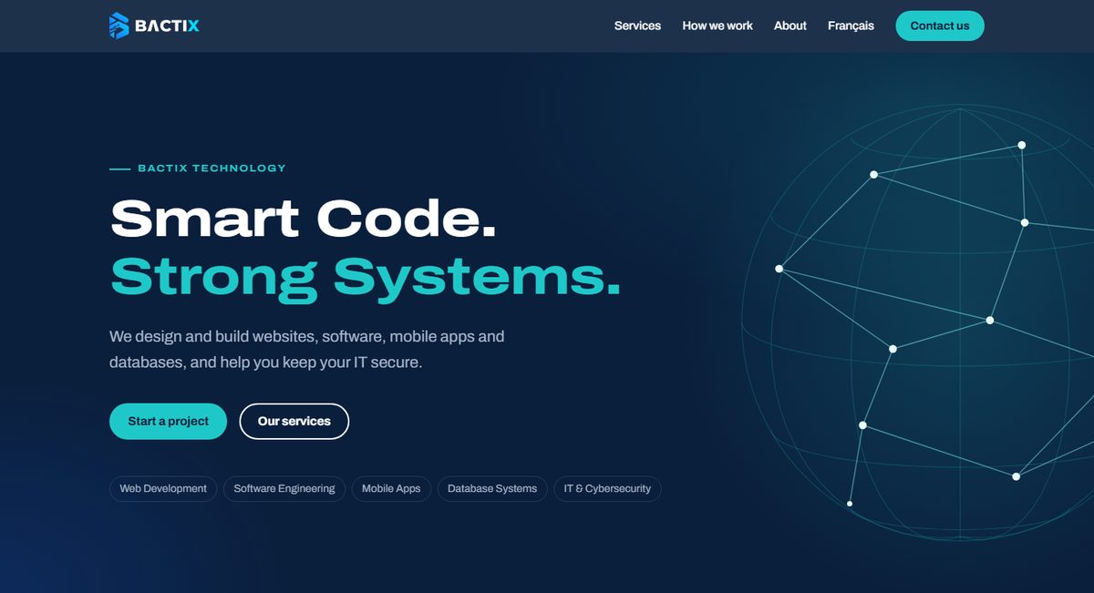 Page d’accueil du site bactix.tech